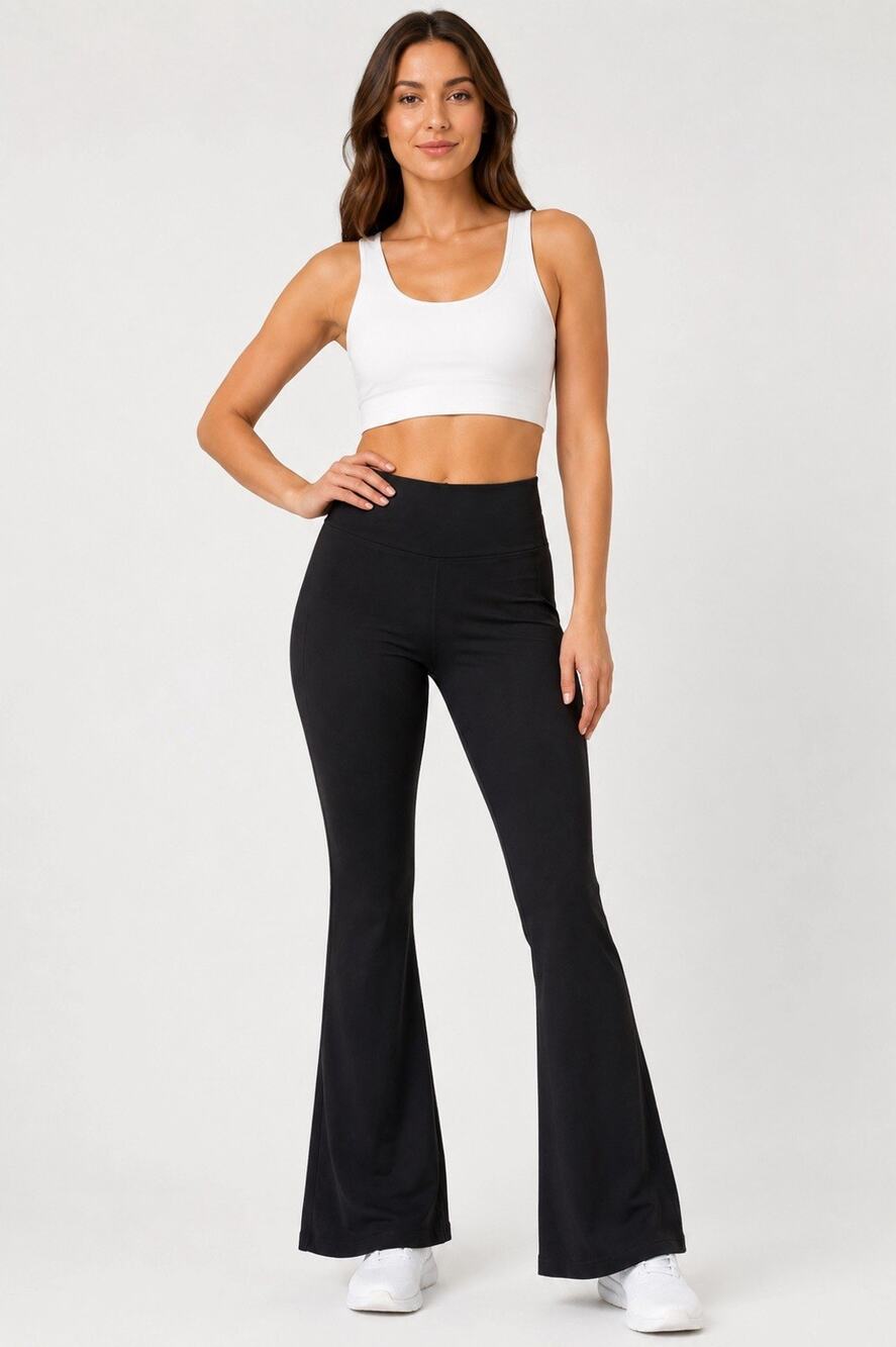 Alo Yoga Black High Rise Flare Leggings Women Activewear Yoga Pants Medium Tall